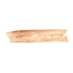 Old Wooden Stick isolated on a white background. Watercolor illustration of tree branch, log or peace of trunk. Design element.