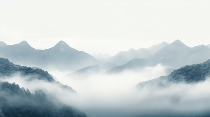peaks white fog background