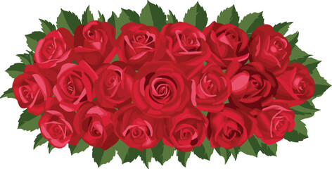  Bouquet of Red Roses: Fresh and Beautiful Rose Arrangement with Green Leaves