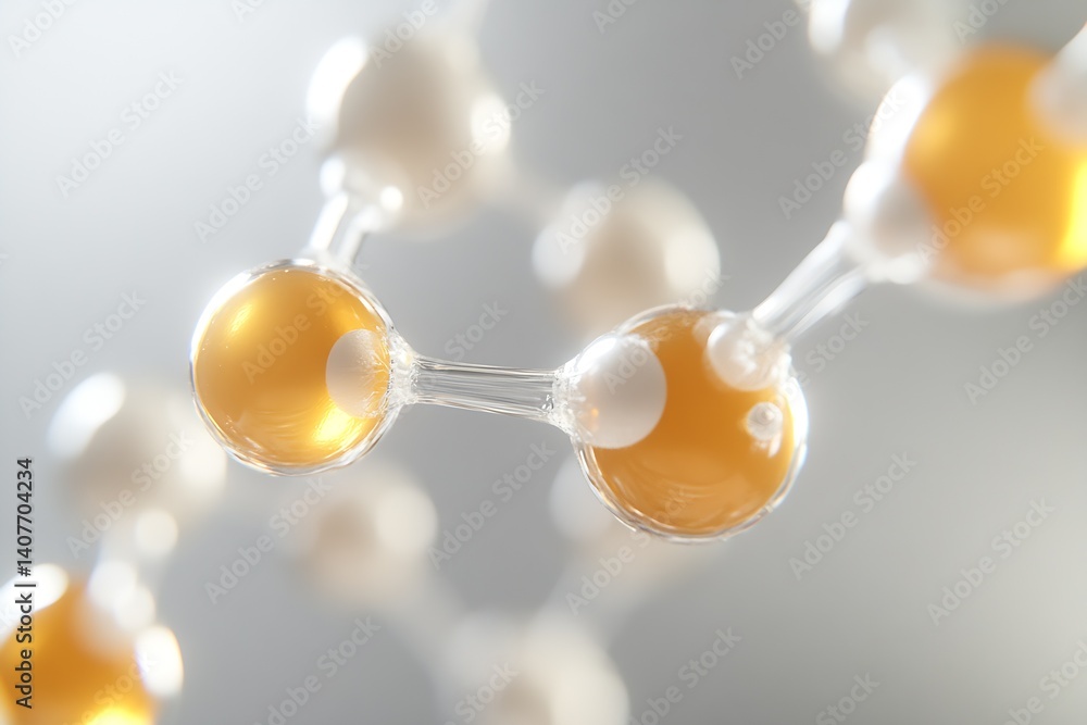 Aufkleber Elegant angle of molecular structure highlighting the atomic bonds and interactions in a science background : Generative AI