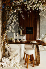 Vibrant wedding decorations in a beautifully decorated kitchen setting