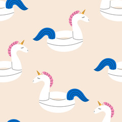 Fototapeta premium Inflatable ring unicorn pattern