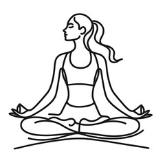 yoga lotus pose simple continuous one line drawing Transparent background PNG image