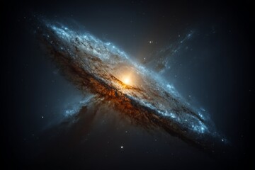 Fototapeta premium Vibrant spiral galaxy illuminates space with brilliant colors and cosmic dust