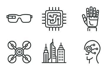 Fototapeta premium Education icons set: teacher, students, book, apple, ruler, desk, globe, notebook.