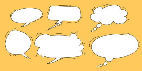 set of speech bubbles blank comic books. Icon set hand drawn speech balloons vector