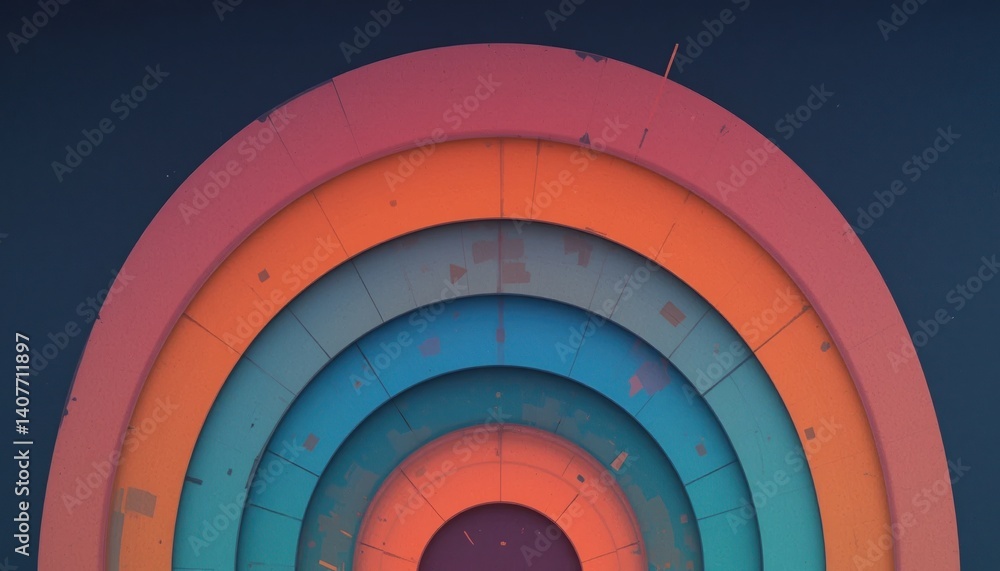 Poster vibrant circular patterns digital art creation bright color palette abstract design visual impact mo