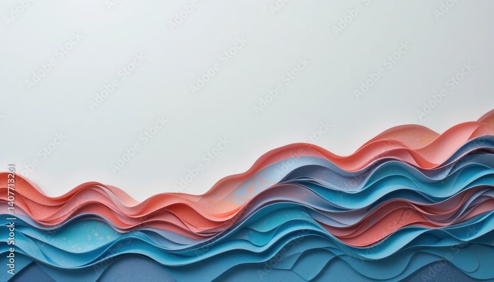 Aufkleber artistic waves of colorful paper layers studio graphic design minimalist environment close-up view c