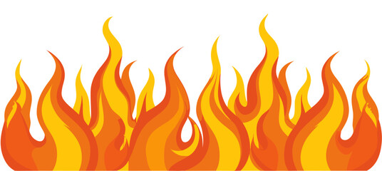 A fire with orange flames is shown as border in a white background. The fire is very large and has a lot of flames