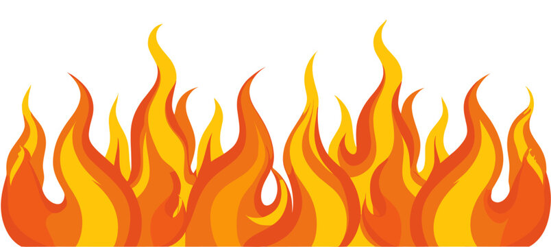 A fire with orange flames is shown as border in a white background. The fire is very large and has a lot of flames