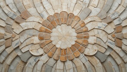 Fototapeta premium Artistic tile mosaic design interior space decorative wall art modern environment top-down view elegant aesthetic