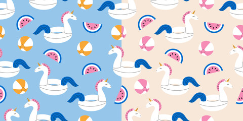 Obraz premium Pool toys seamless pattern set