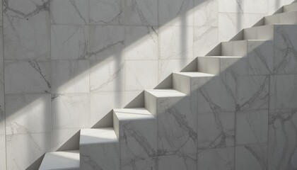 Fototapeta premium Staircase design modern architecture marble interior minimalist environment natural light aesthetic concept