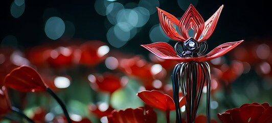 Paper quilling anthurium Nano Robot full body in a sea of diamonds ,ai generative