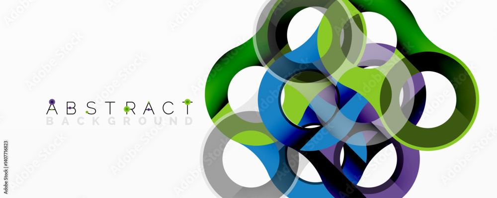 Leinwandbilder Colorful overlapping circles create dynamic abstract design. Green, blue, purple hues blend, forming modern visual element. Smooth gradients enhance depth, texture.