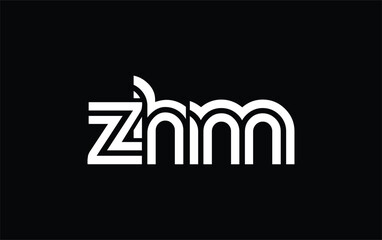 ZHM Creative Unique Modern Letter Logo Design. Stylized logo featuring a unique letter design, presenting abstract minimalist aesthetics and modern appeal.