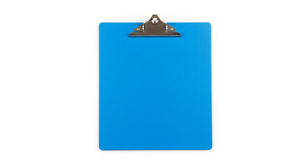 Vibrant blue clipboard ready for notes simple design clean white background ideal for office or