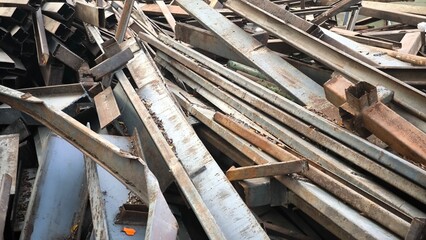 Scrap metal from building construction. Development concept for environmental conservation.