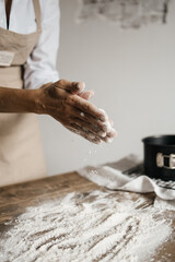 woman kneading dough