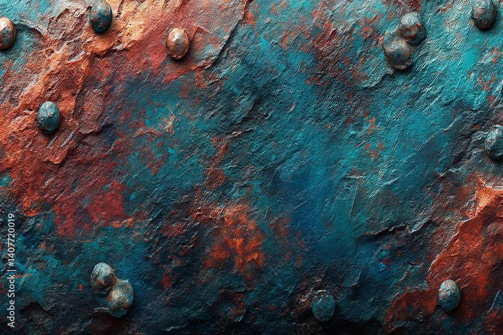 Poster rusty metal surface displaying vibrant colors with texture and details in close-up captured at an in