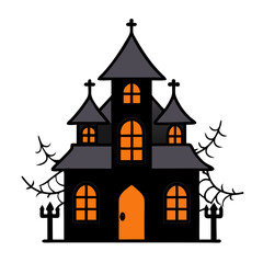 halloween house with pumpkin