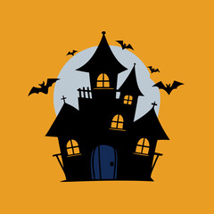 halloween house with pumpkin