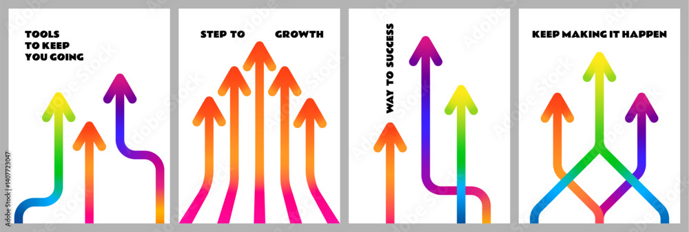 Poster Growth Up Arrows Concept. Abstract Background with Gradient Line Arrows. Vector Business Concept of Success, Growth and Progress