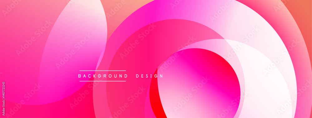 Poster abstract pink, orange gradients form overlapping circles. modern design evokes fluidity, warmth, vis