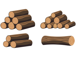stacked firewood logs timber planks isolated vector illustration on white background