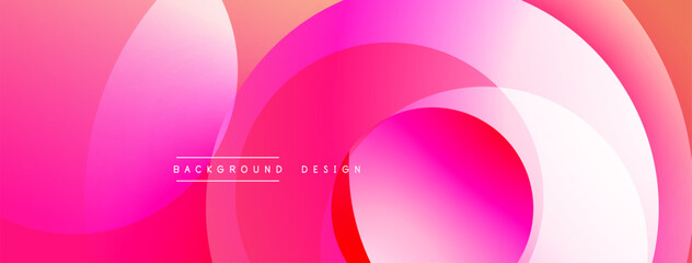 Abstract pink, orange gradients form overlapping circles. Modern design evokes fluidity, warmth, visual harmony. Minimalist aesthetic suitable for backgrounds, presentations.