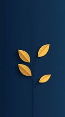 Yellow paper leaves growing on dark blue background representing autumn season