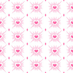 Seamless pattern of pink heart shape. Pink romantic pattern. Trendy vector illustration. Valentine's day, birthday pattern design for wrapping paper, paper bags, wallpaper