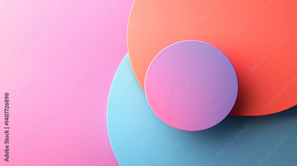 Poster Colorful overlapping circles creating abstract background with pastel colors