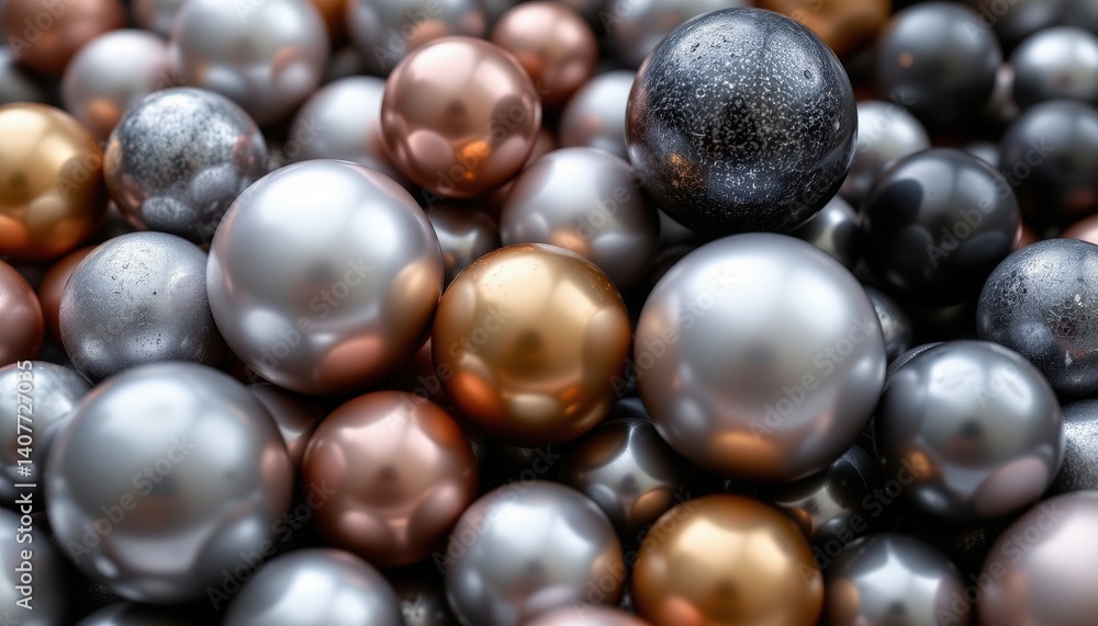 Poster metallic and matte contrast design a composition combining metallic and matte spheres, showcasing th