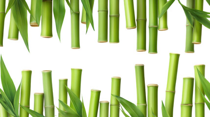 Obraz premium green bamboo leaves on white