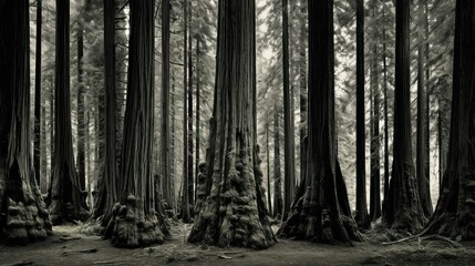 ancient forest black and white