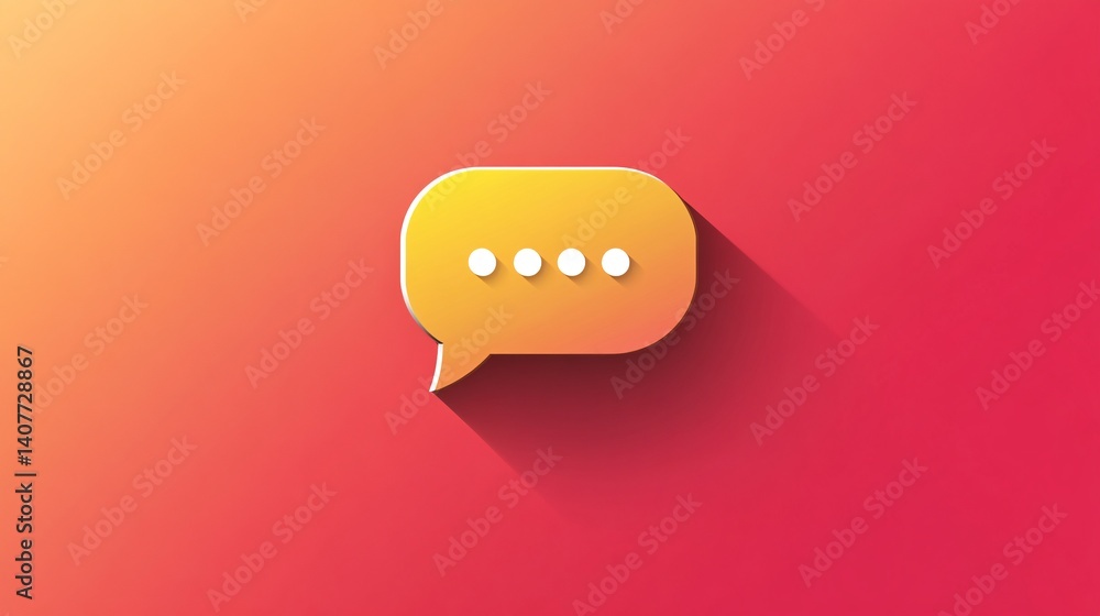 Poster Yellow speech bubble showing waiting status on gradient background