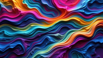 Fototapeta premium Textured Dreams Design a textured abstract surface with ridges and valleys, where colors flow and interact in a dreamy composition.