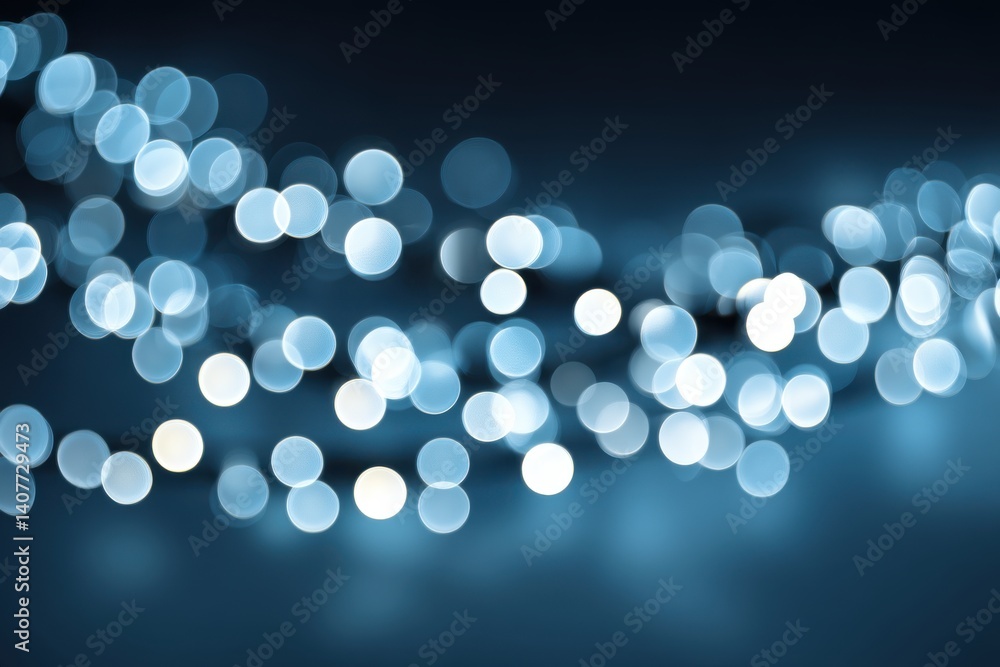 Poster a mesmerizing display of illuminated blue bokeh lights creating a festive atmosphere, ideal for back