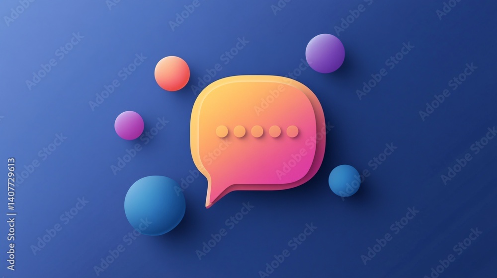 Poster Speech bubble is loading, waiting for a message on a colorful background