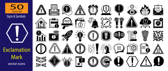 Diverse Icons Featuring Exclamation Marks for Warning and Caution Use EPS vector.