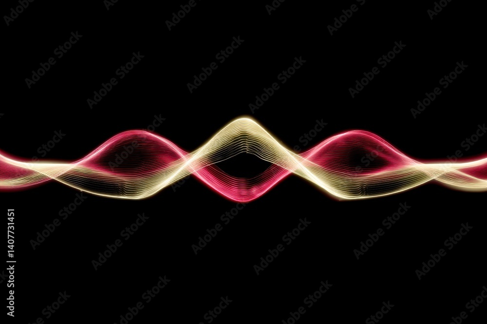 Aufkleber a modern abstract illustration showcasing flowing light lines in red and gold colors, creating a dyn