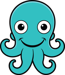 octopus head mascot with rounded dome expressive vector art illustration