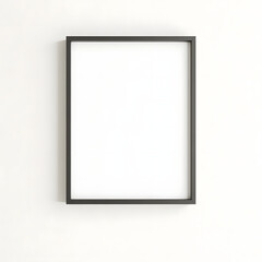 Empty white wooden picture frame on a wall offers a blank border for art decoration