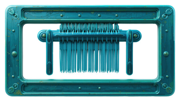Abstract mechanical device illustration teal blue elements