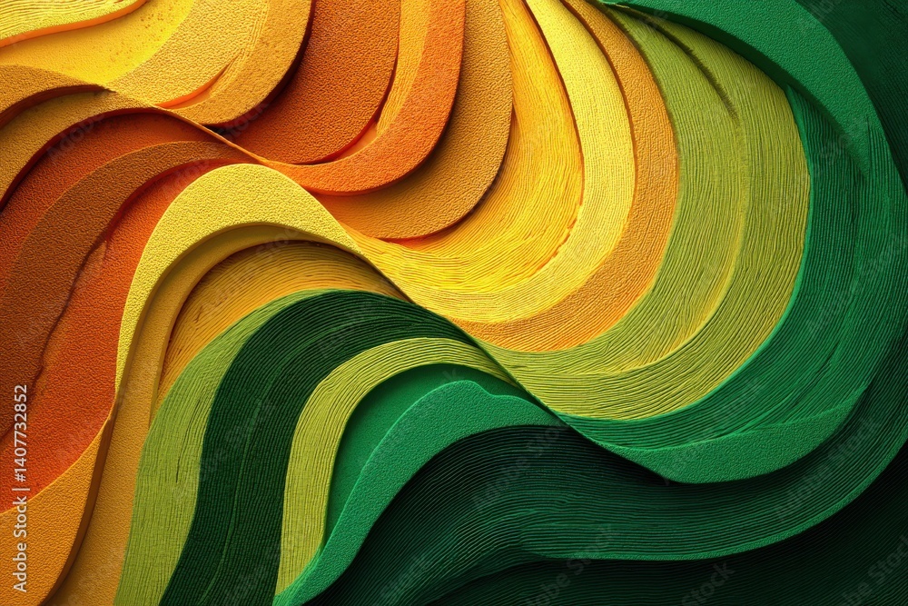 Aufkleber abstract colorful wavy background with textured layers in shades of orange, yellow and green, creati