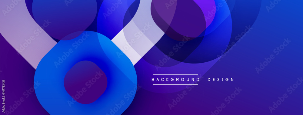Aufkleber abstract composition featuring overlapping circles, gradients. shades range from deep blues to vibra