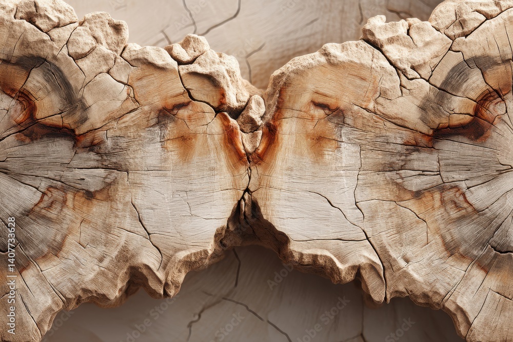 Aufkleber a close-up abstract wooden texture featuring a cut tree trunk with unique patterns and details, show