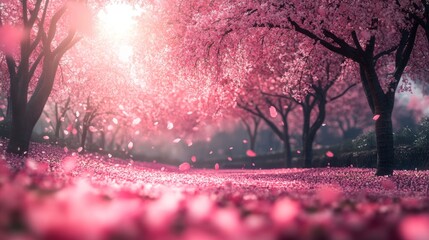 Enchanted Pink Blossom Pathway: A Dreamlike Spring Scene