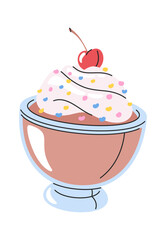 Tasty ice-cream bowl hand drawn